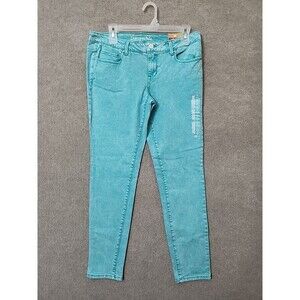 Aeropostale Lola Jegging Jeans Womens 10 Green Super Low Rise Stretch Skinny NEW